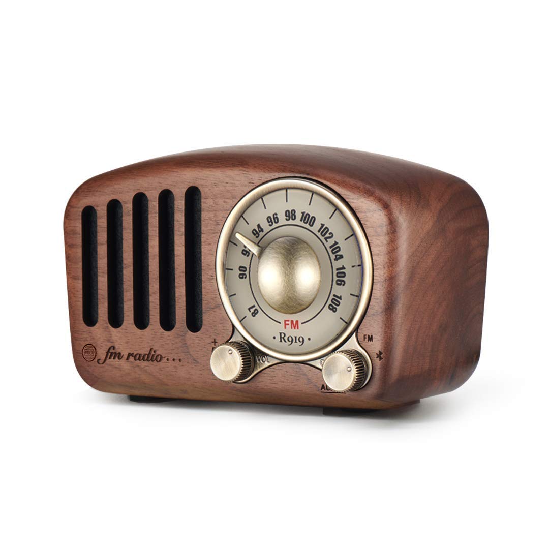 Retro Radio Bluetooth Small Speaker - Vintage Radios Portable FM Receiver, Old Fashioned Classic Wooden MP3 Music Player, Wireless Stereo Sound Rechargeable Bass Speakers with TF Card Slot, USB
