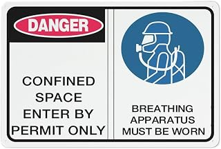 Danger Confined Space Enter by Permit Only Breathing Apparatus Sign 8"x12" Rust Free Aluminum Easy to Read Sturdy Keep Out Outdoor Metal for Home Farm Yard