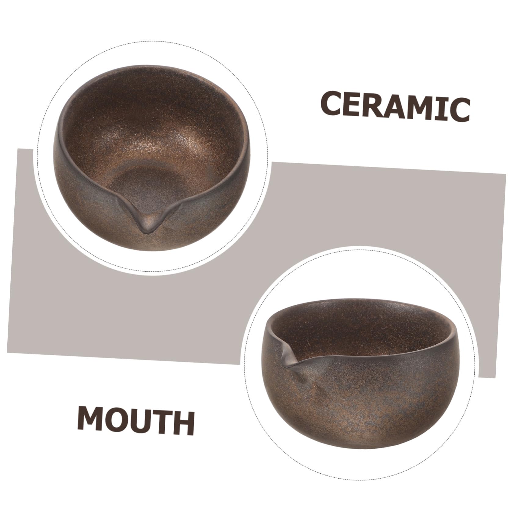 Ciieeo Ciotola da Matcha Giapponese in Ceramica Nera con Beccuccio | Cerimonia del Tè, Versamento Facile, Stile Tradizionale, Uso Versatile
