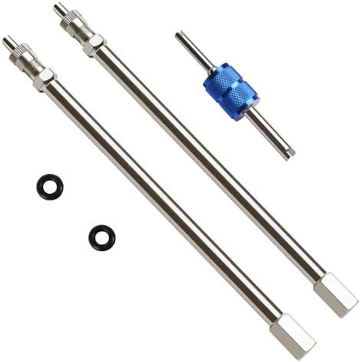 4Inch Dually Valve Stem Extenders,Set of 2Pcs,Heavey Duty,100mm Straight Metal Dual Wheel Valve Stem Extensions for Truck Tires, RV Tires, Motorhome, Coach, Pickup, Motorcycle, Bike, Trailer