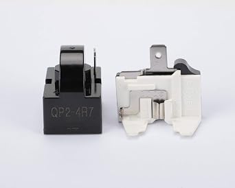 QP2-4R7 PTC Starter Relay (1 Pin) and 6750C-0005P 6750C-0004R 1/2HP Refrigerator Overload Protector KIT, (2 Pieces in Total