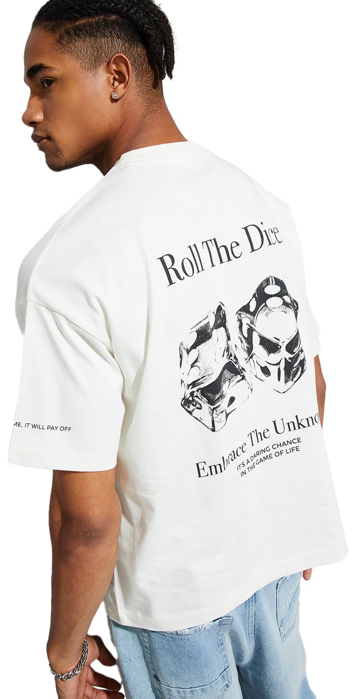 Max URB_N Men Back Graphic Printed T-Shirt (Ecru_L) - Image 1
