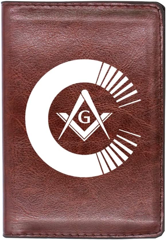 Freemason Travel Passport Holder Cover Wallet, Vaccine ID Bank Card AG Masonic Leather Case Holder Combo Document Organizer Case, Men Women Father Husband Boyfriend Gift,Brown,Style3