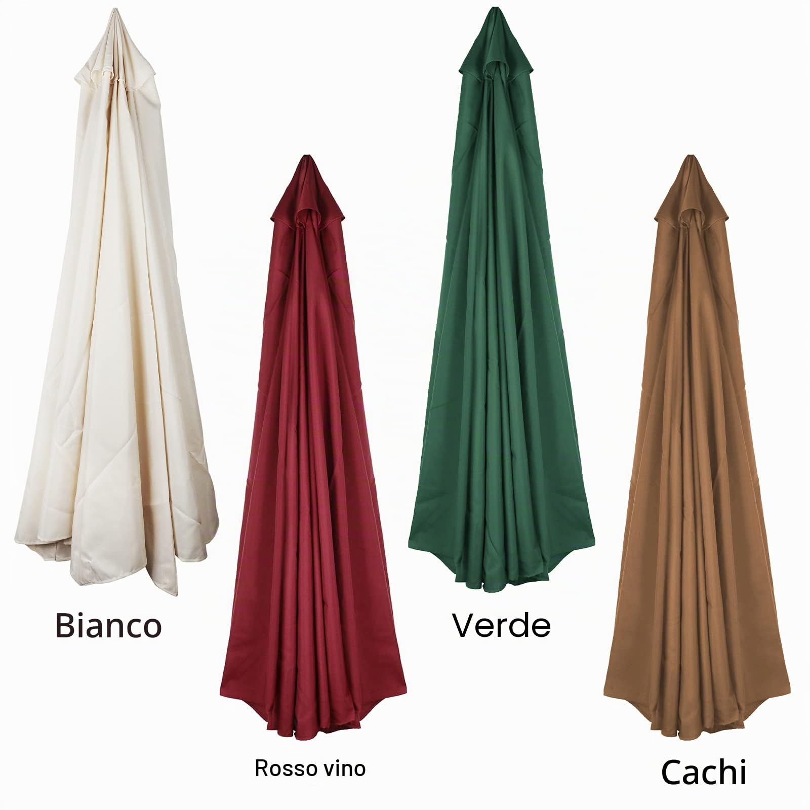 Telo di ricambio per ombrelloni per esterni, con 8 costole, telo parasole per giardino, patio, cortile, spiaggia, piscina, mercato (solo baldacchino), cachi