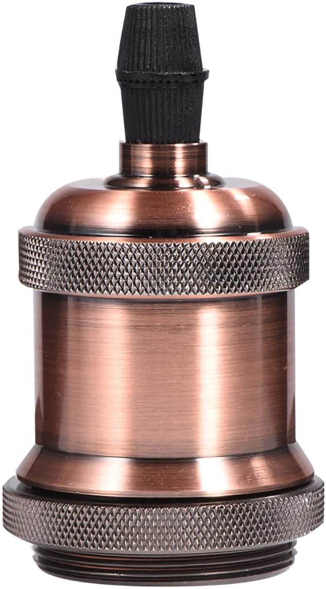 Vintage E27/ E26 Lamp Holder, Suitable for 90-260V, Enhance Home Lamps, Universal Base, Brass Light Socket for Antique Bulb with Aluminum Plating, Ceramic Base (Dark Copper Plating)