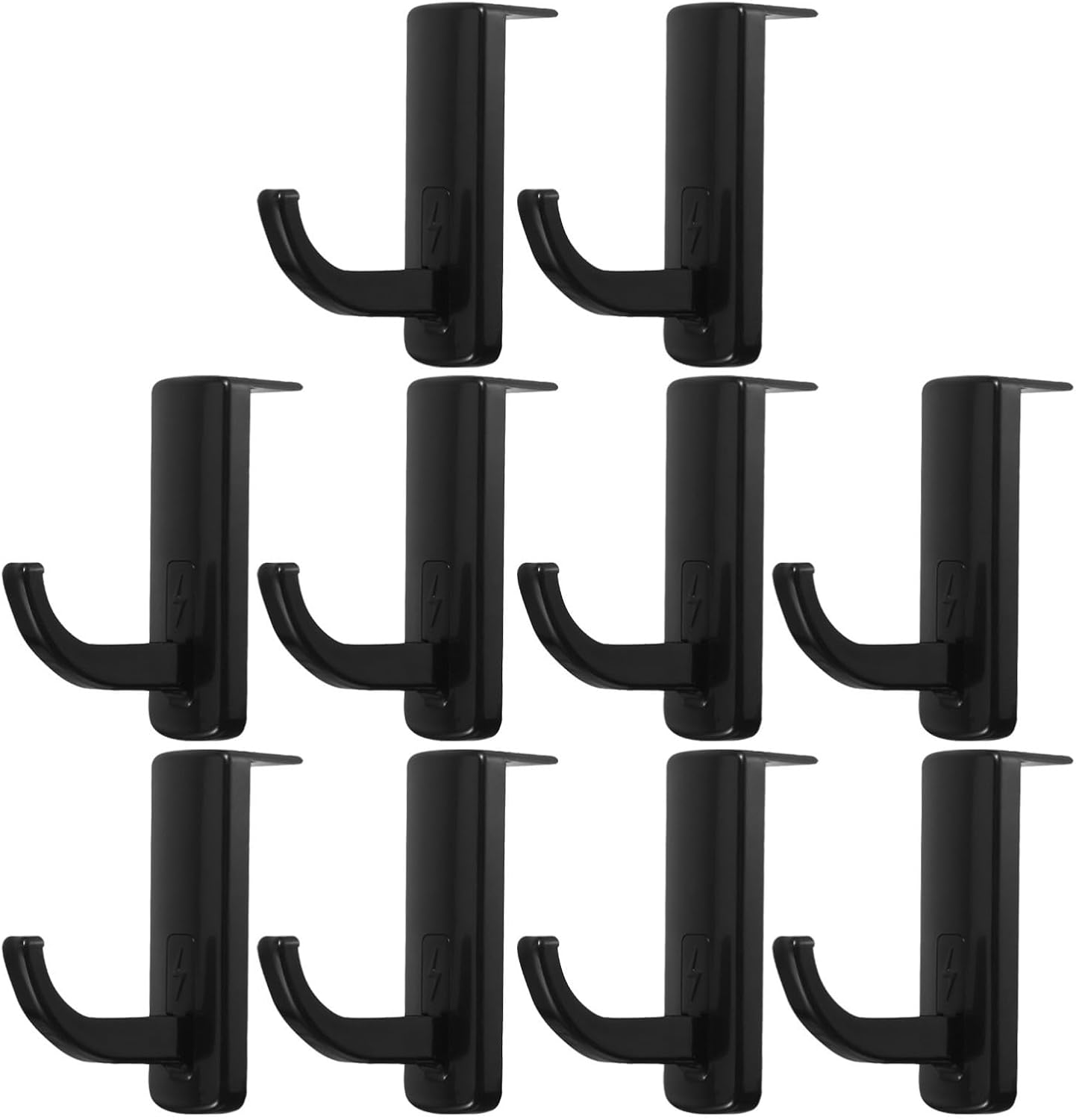 10pcs Black Headphone Hook for Monitor with Wide Compatibility and Quick Access, Plastic Desk Headset Holder for Gaming and Office Setups, Modern Premium Look Sticky Mount
