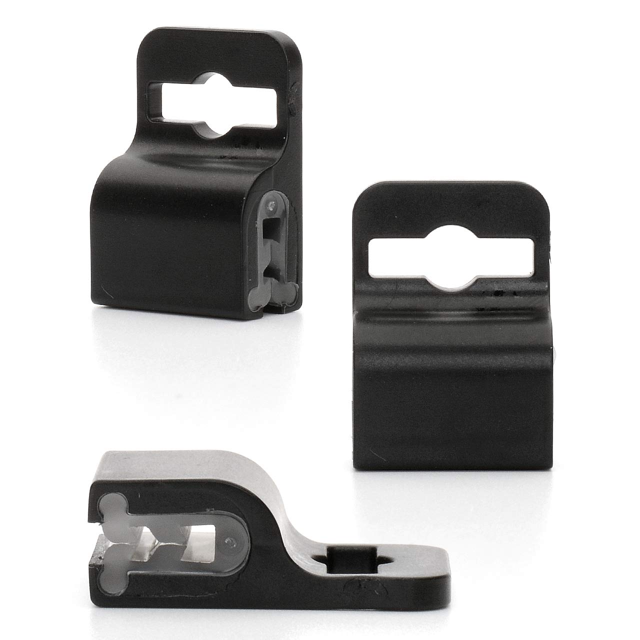 LanyardsTomorrow - Paquete de 100 pinzas para tarjetas de identificación, clip de agarre suave para cordones, clip de correa para el cuello, plástico negro