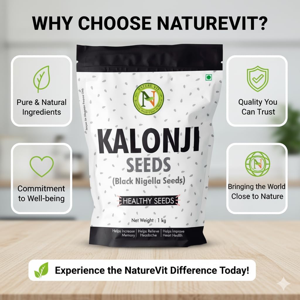 Nature Vit Kalonji Seeds 100 G | Nigella Seeds For Cooking & Hair Growth | Indian Superfood | Adds Flavour to Breads & Curries | 100% Natural & Pure - Image 5 thumbnail