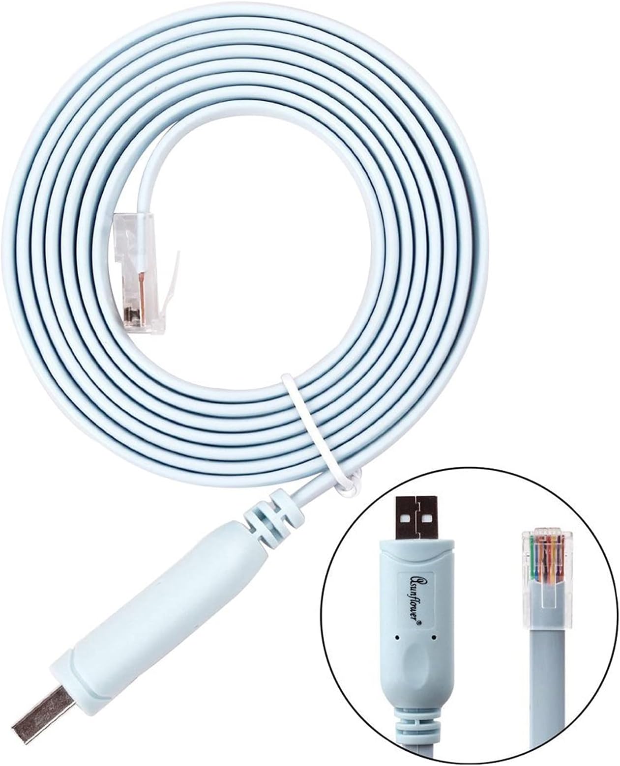 asunflowerAsunflower Ftdi USB to Serial / Rs232 Console Rollover Cable for Cisco Routers - Rj45
