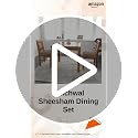 Image of Solid Sheesham Wood 2 Seater Dining Table Set with Cushioned Chairs for Dining Room | Living Room | Home & Office | Hotels Restaurant & Cafe (2 Seater, Honey)