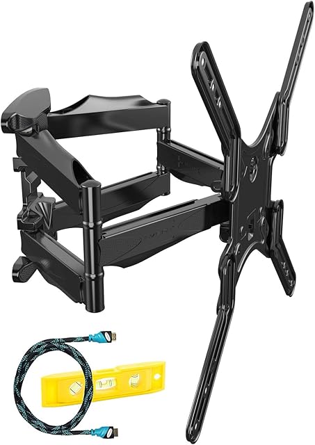 Invision® Double Arm TV Wall Bracket Mount - For 24  55 LED LCD Plasma & Curved Screens - Tilt Swivel - Includes 1080p HDMI Cable *Please Check TV VESA Mounting Holes Before Purchase* (HDTV-DL)