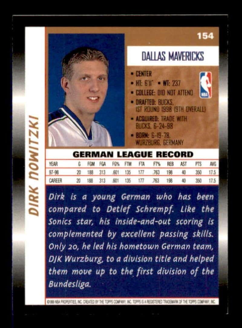Dirk Nowitzki Rookie Card 1998-99 Topps #154 - Basketball Slabbed Rookie Cards