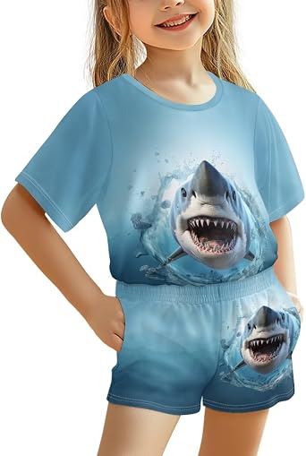 Upetstory Kids Summer Outfit for Girls Boys T-Shirt and Shorts Set Size 3-16