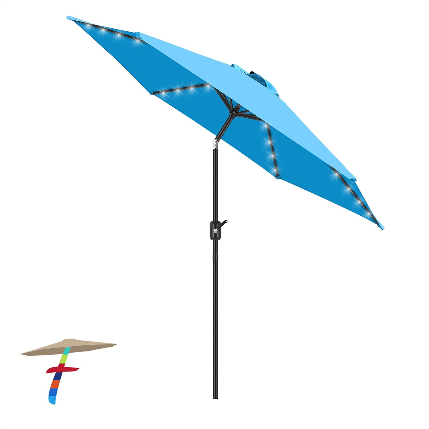 FRUITEAM 7.5ft Solar Umbrella with Outdoor Fillable