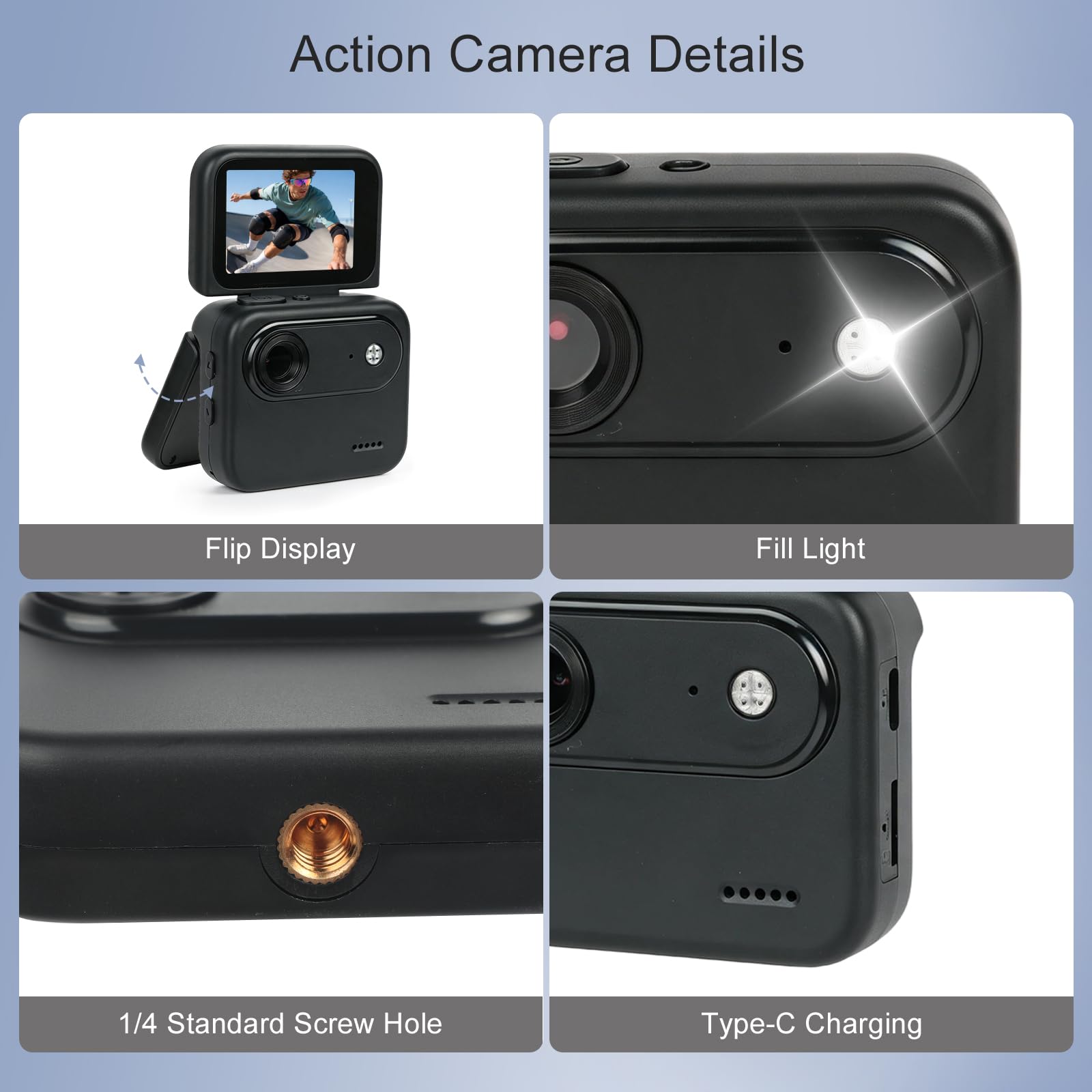 Schermo di vibrazione della macchina fotografica di azione, carta di TF di 32GB, video registratore portatile della foto