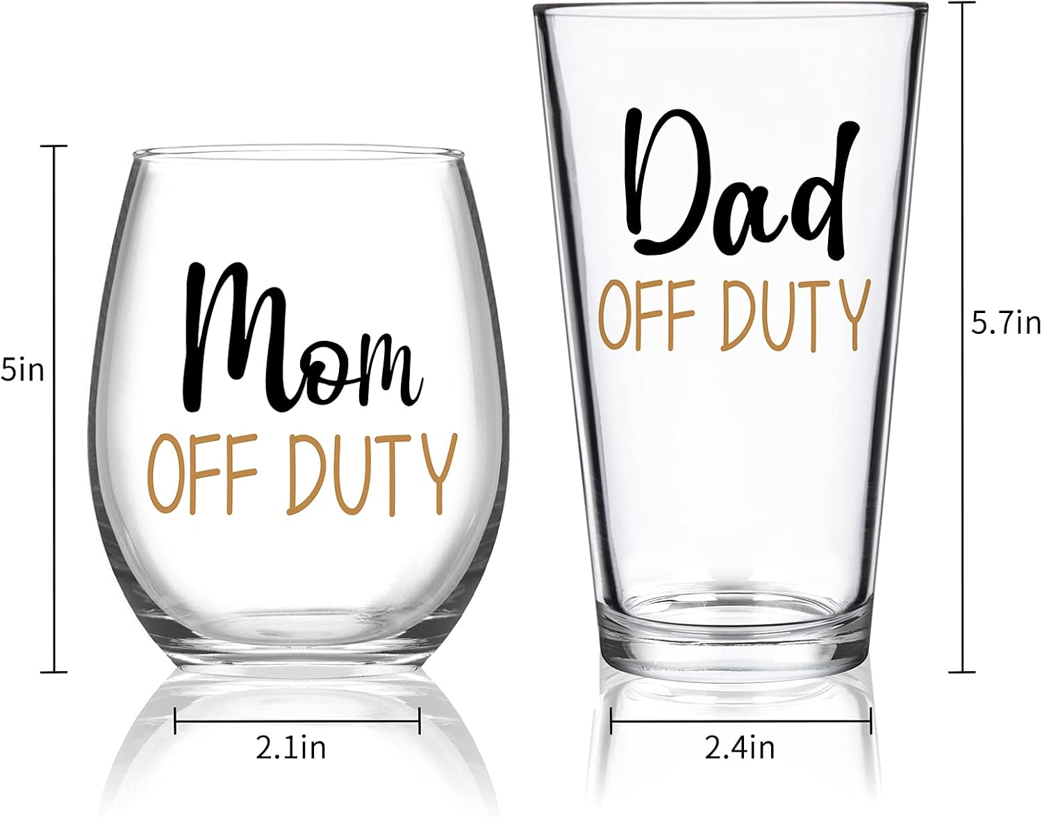 Futtumy Dad & Mom Gift Set - Off Duty Beer & Stemless Wine Glass Combo for New Parents, Funny Gift for Father's Day, Mother's Day, Christmas, Birthday, Baby Shower - Image 7