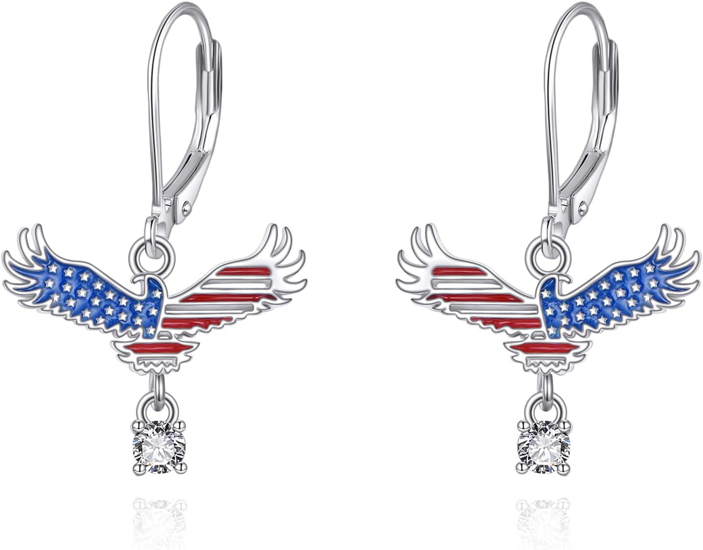American Patriotic Flag Earrings 925 Sterling Silver USA Flag Earrings America Independence Day 4th of July Patriotic Jewelry Gifts for Women