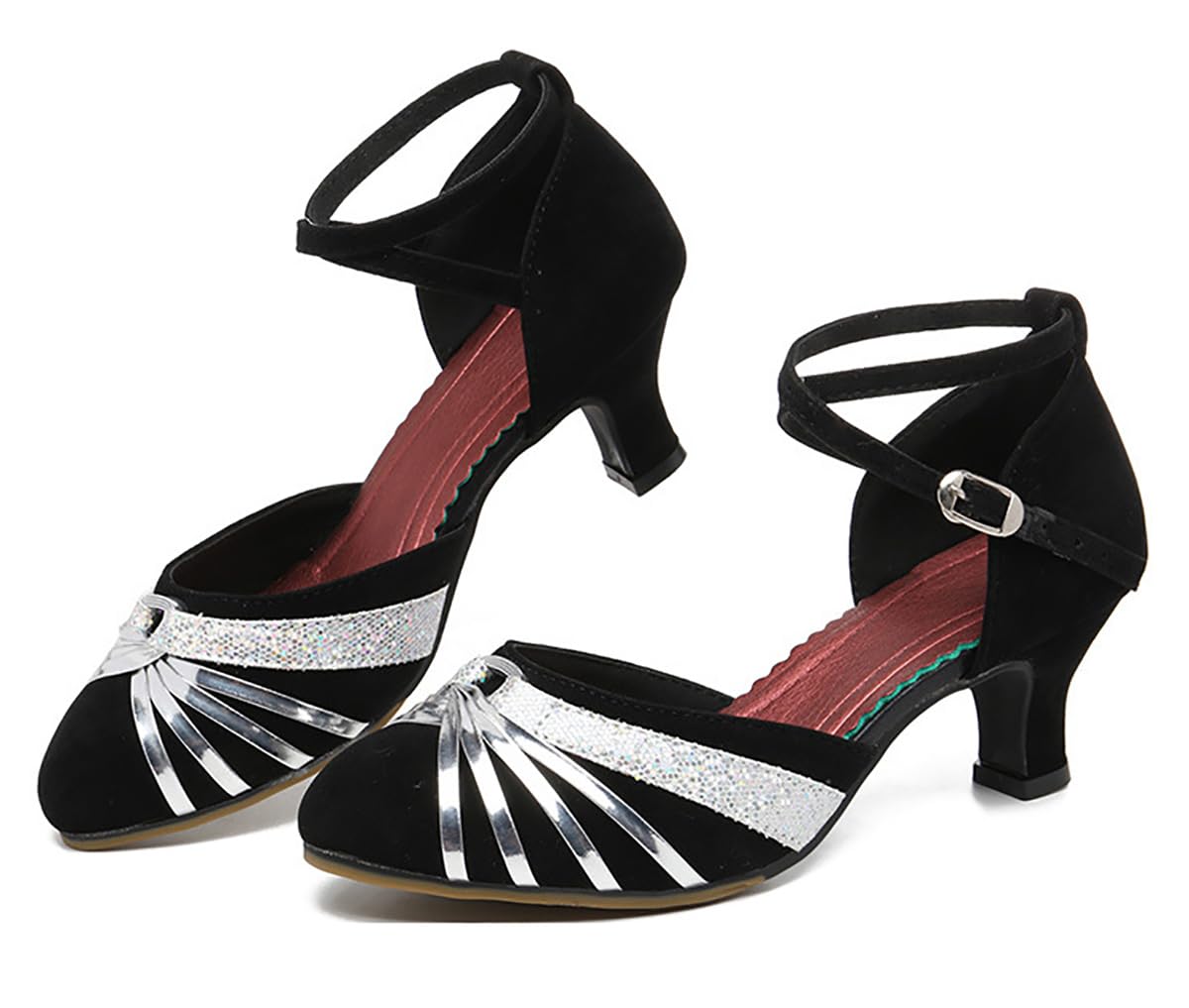 Chaussures de Danse Femme Bout Fermé Dessus Velours Latine Salsa Tango Prom