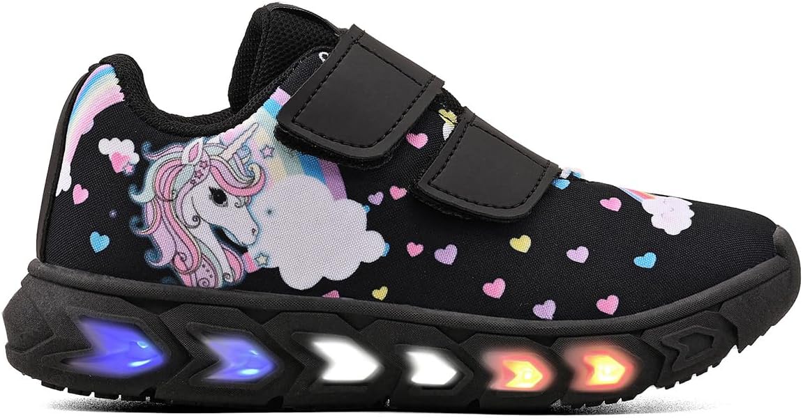 Tenis Infantil De Led Feminino Unicornio Calce Facil Meninas