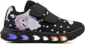 Tenis Infantil De Led Feminino Unicornio Calce Facil Meninas