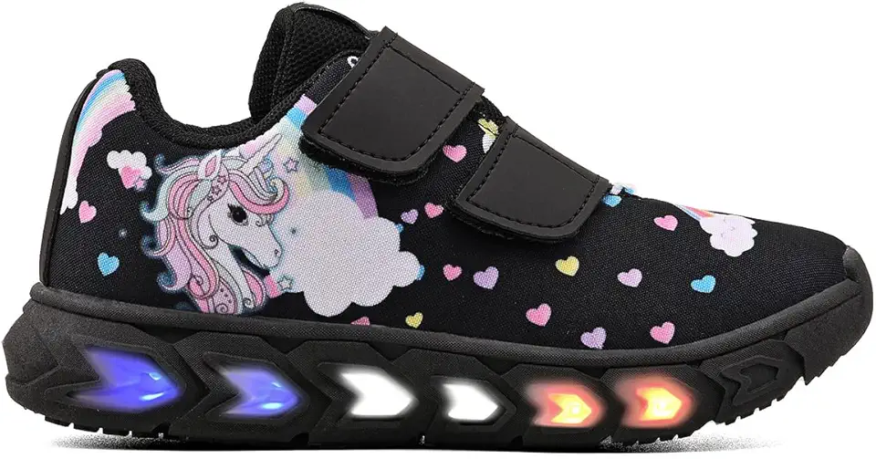 Tenis Infantil De Led Feminino Unicornio Calce Facil Meninas