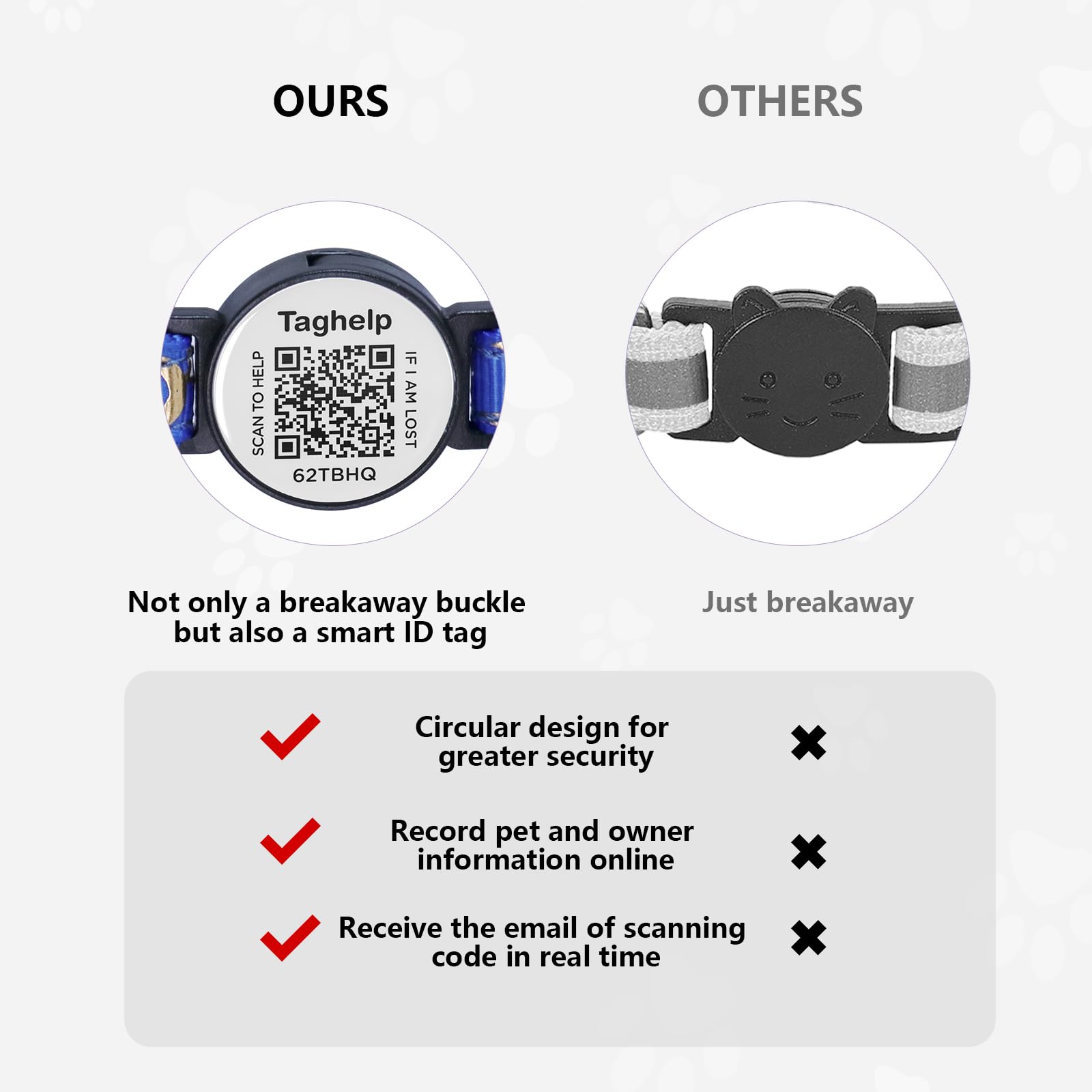 Collares de seguridad sólidos y seguros para gatitos con etiqueta de identificación QR para gatos y niñas, collar de mascotas, collar de gato, silencioso, ligero y duradero con código QR (negro y