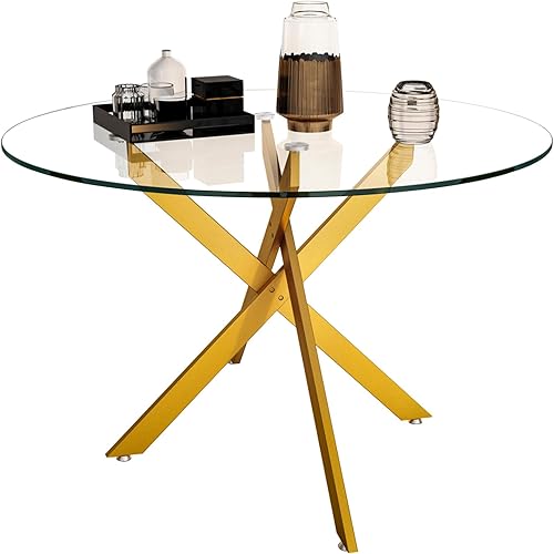 Miniatura 287 de Mesa de comedor de cristal de 51 pulgadas para 4, mesa de comedor rectangular contemporánea con parte superior de vidrio templado y patas de acero