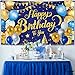 KatchOn, XtraLarge Blue and Gold Happy Birthday Banner - 72x44 Inch | Blue and Gold Bday Backdrop for Happy Birthday Decorations | Party Decorations for Men and Women