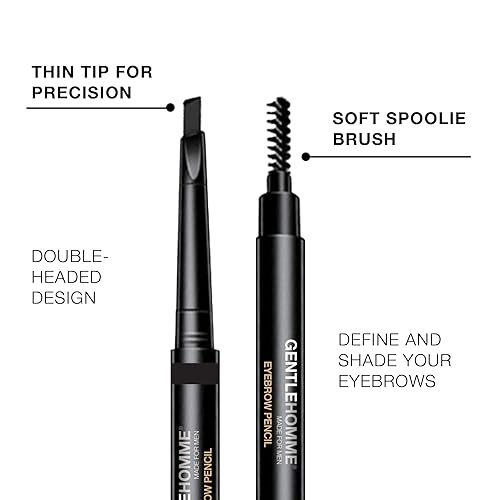 Miniatura 6 de Gentlehomme Paquete de 2 lápices de cejas para hombre, color marrón claro, fácil de definir las cejas o barba, cepillo 2 en 1 y lápiz ultrafino,