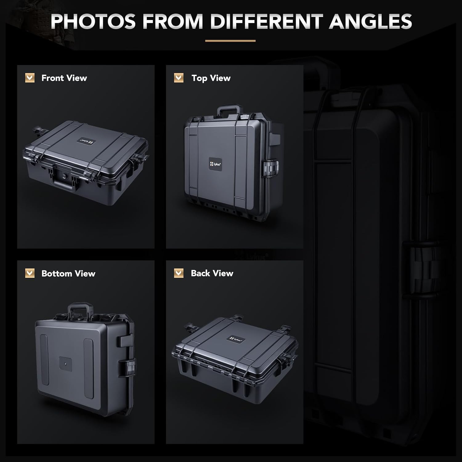 Lykus HC-4620 Waterproof Hard Case with Foam, Interior Size 18.1x14.2x7.1 inch, Suitable for camera,projector,laptop,electronic equipment and more