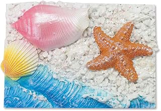 Hawaiian Coastal Hand-Painted Polyresin Magnet: Rectangle Starfish
