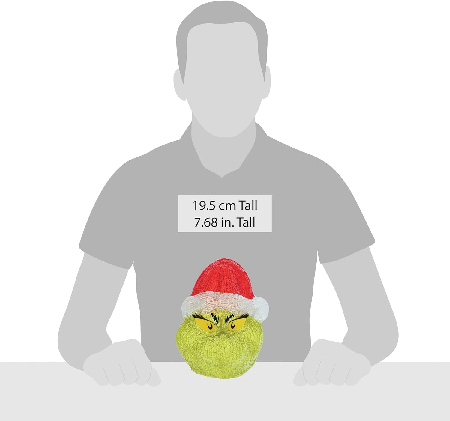 Department 56 Dr. Seuss Grinch Head Grinning Lit Figurine, 7.68 Inch, Multicolor