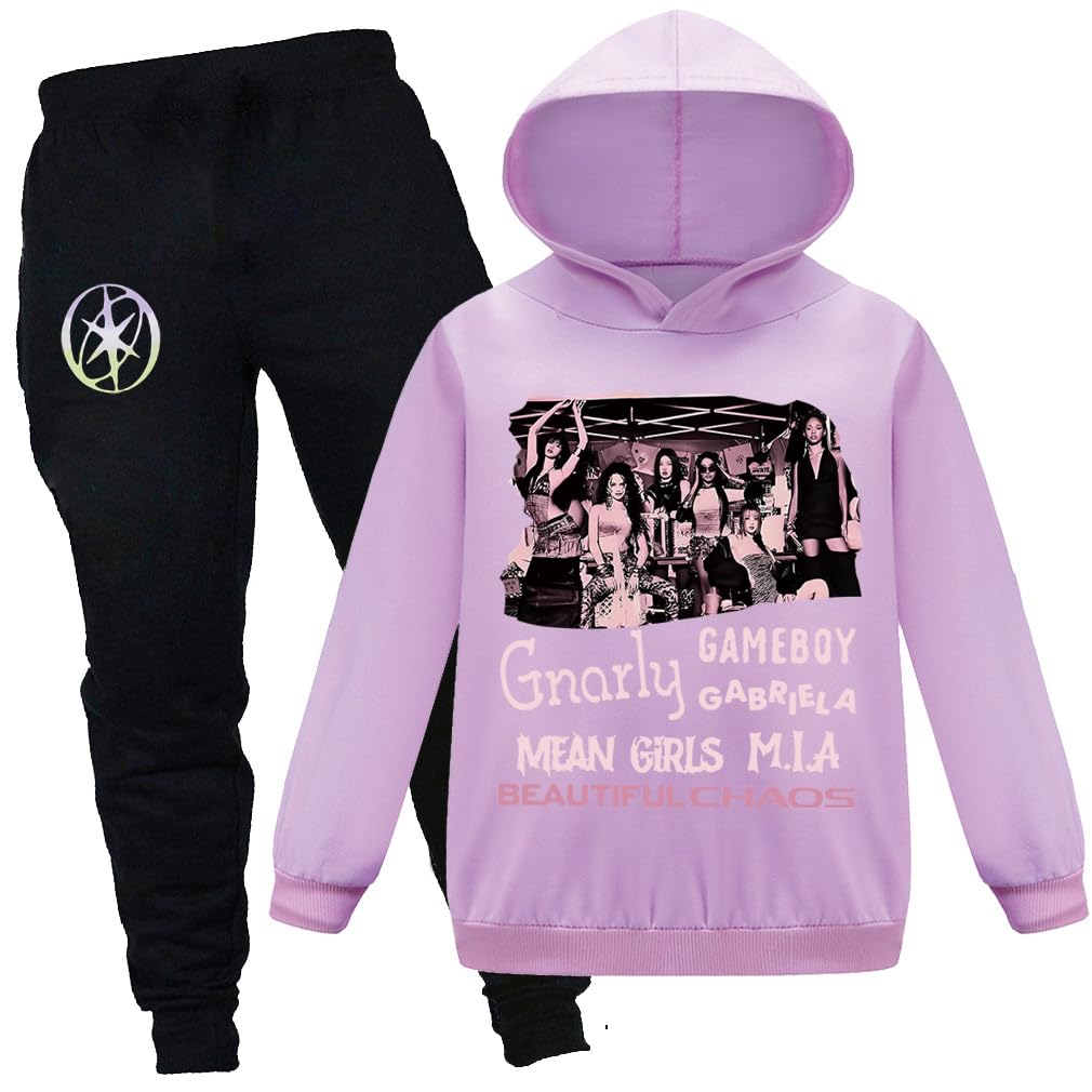 Tuta per fan della musica, per bambini, stile casual, con cappuccio e pantaloni