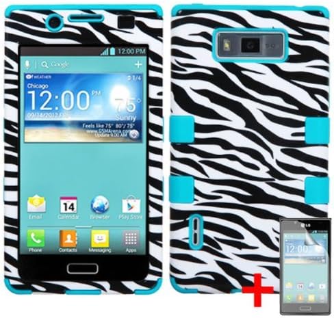 LG OPTIMUS SHOWTIME SPLENDOR VENICE ZEBRA ANIMAL TEAL HYBRID COVER HARD GEL CASE + FREE SCREEN PROTECTOR from [ACCESSORY ARENA]