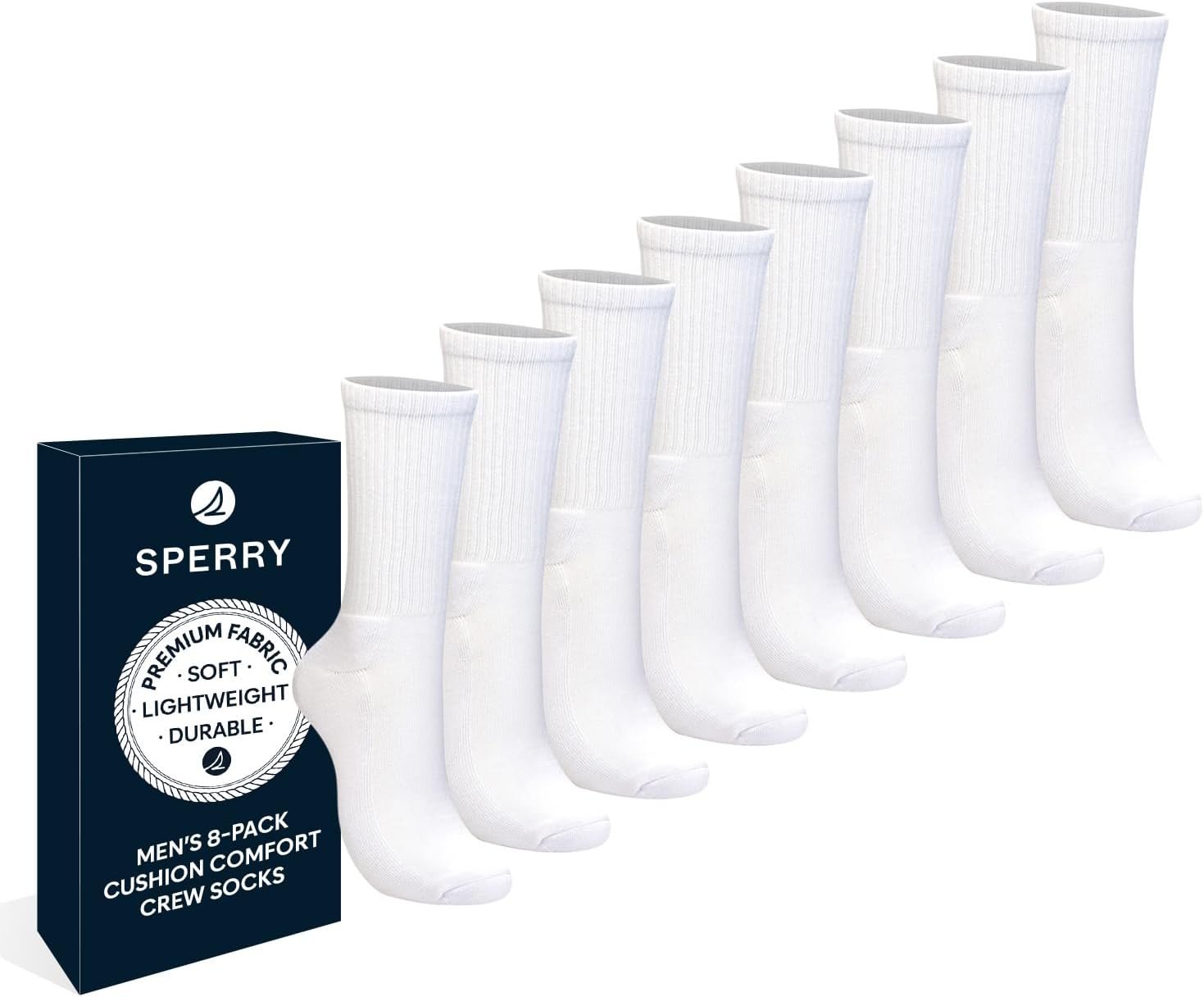 Sperry Men’s 8-Pack Cushion Comfort Crew Socks...
