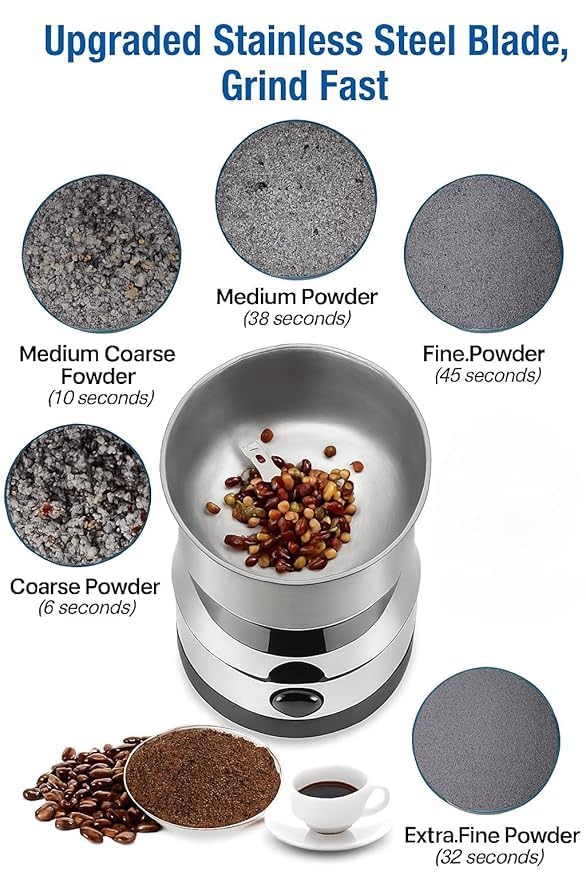 Image of Electric Grinder NM-8300 | 150W Stainless Steel Coffee, Spice & Dry Food Grinder | Portable Kitchen Blender Machine with Sharp Blade