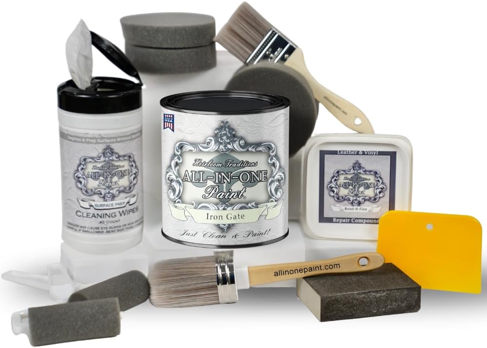 ALL-IN-ONE Paint, Bond-N-Flex Vinyl & Leather Repair Kit - Iron Gate (black)