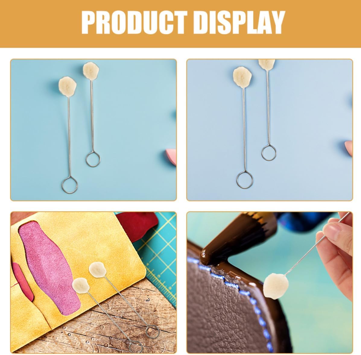 60pcs Wool Daubers Brush with Metal Handle for Dyeing Applicator Tool