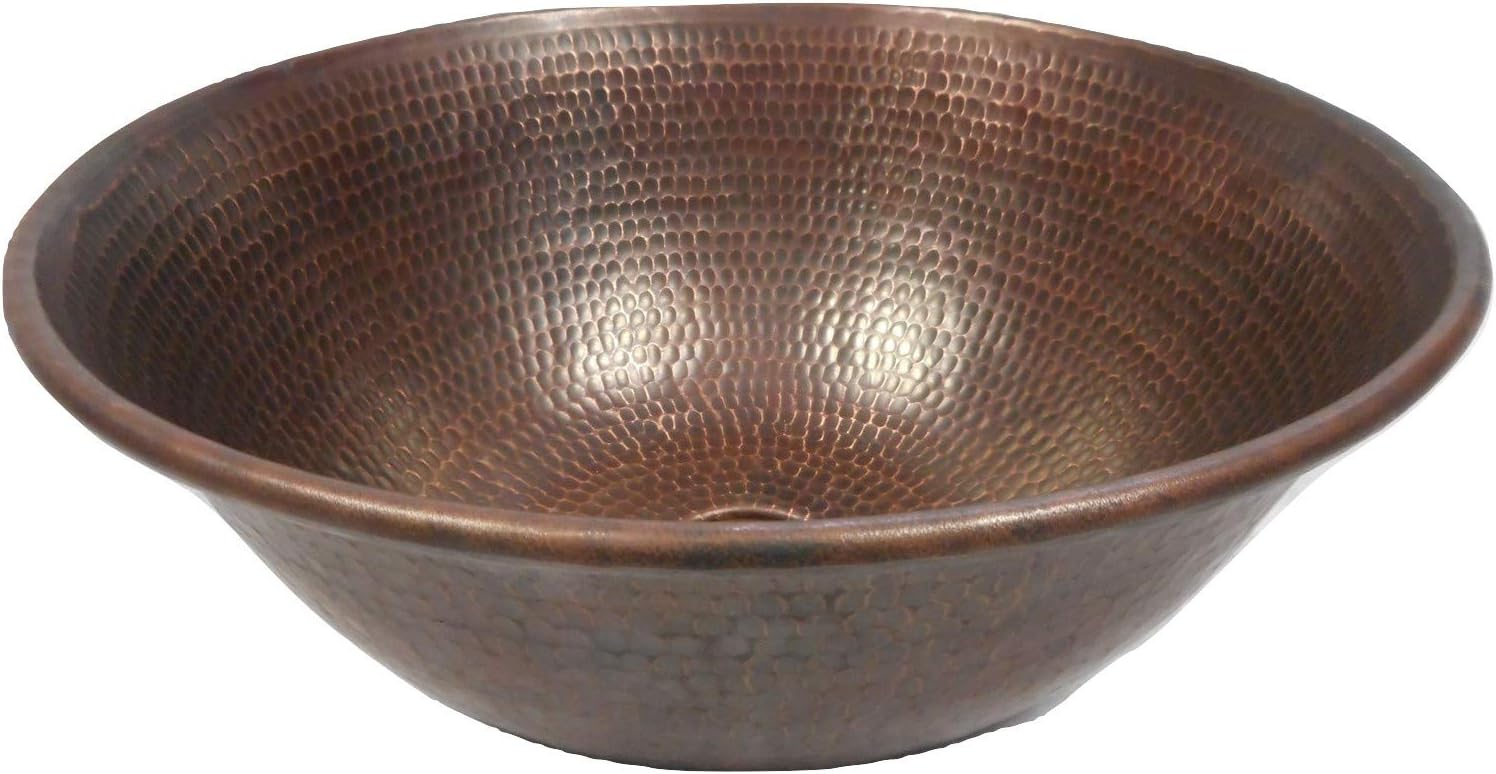 14" Round Copper Vessel Bath Sink (Brushed Sedona)