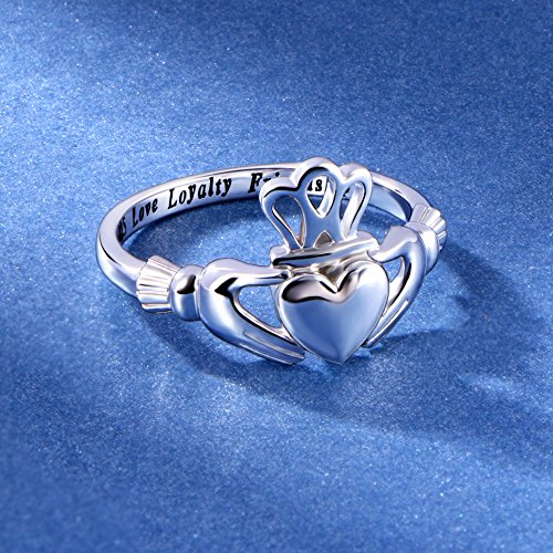 S925 Sterling Silver Love Loyalty Friendship Irish Ladies' Claddagh Ring Size 7 #TOP3