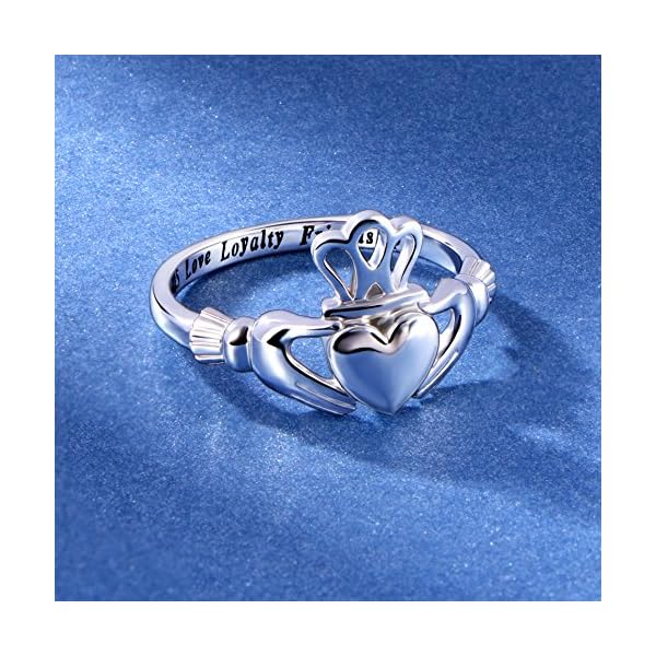 S925 Sterling Silver Love Loyalty Friendship Irish Ladies' Claddagh Ring Size 7