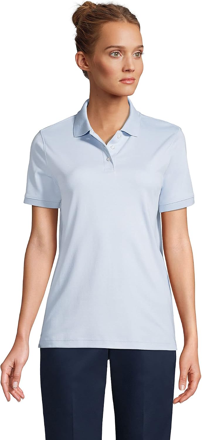 Lands' End School Uniform Women's Short Sleeve Interlock Polo Shirt