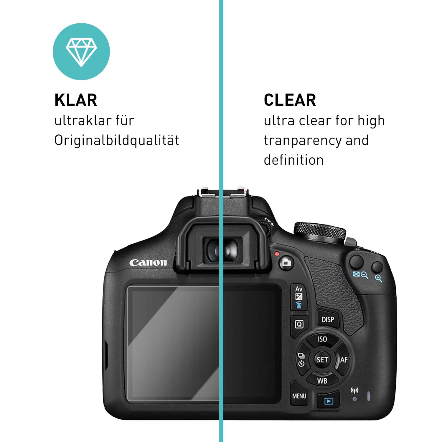 Smartect Schutzglas [3 Stück] Für Canon EOS 2000D – 9H Härte, Kratzfest & Blasenfrei, 0,3 Mm Klar