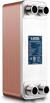 ALECOIL 4"x12"-40 Plates Heat Exchanger with 1" MPT Port Water to Water 316L Stainless Steel Brazed Plate Heat Exchanger for Water Heating, Floor Heating, Industrial and Commercial Refrigeration