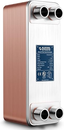 Miniatura 10 de Alecoil Intercambiador de calor de 10 placas de 4 x 12 pulgadas con puerto MPT de 1 pulgada de agua a agua intercambiador de calor de placas
