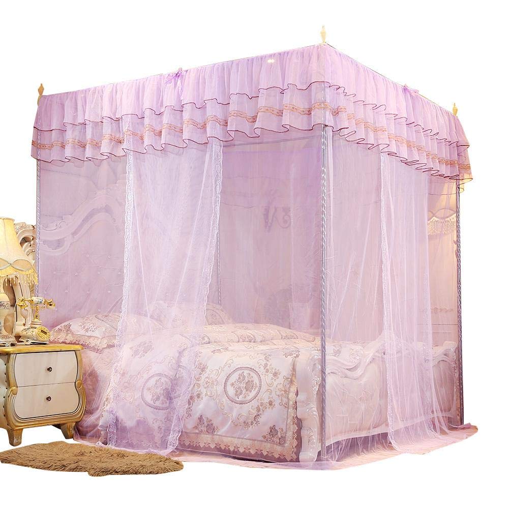 Cikonielf Luxury Princess Four Corner Post Bed Curtain Canopy Netting Mosquito Net Bedding King Size Beds Quick and Easy Installation System(180 * 200 * 200)