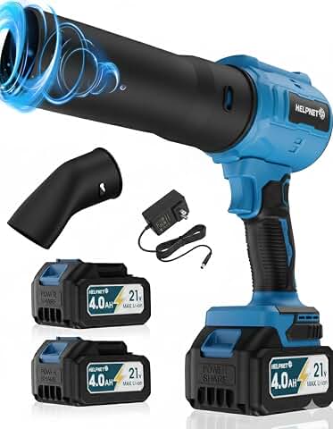 Cordless Leaf Blower, Handheld Blower with 2 Batteries & Charger, As Seen On TV, Classic Blue Lightweight Electric Leaf Blowers for Lawn Care, Patio Cleaning, Leaves, Dust