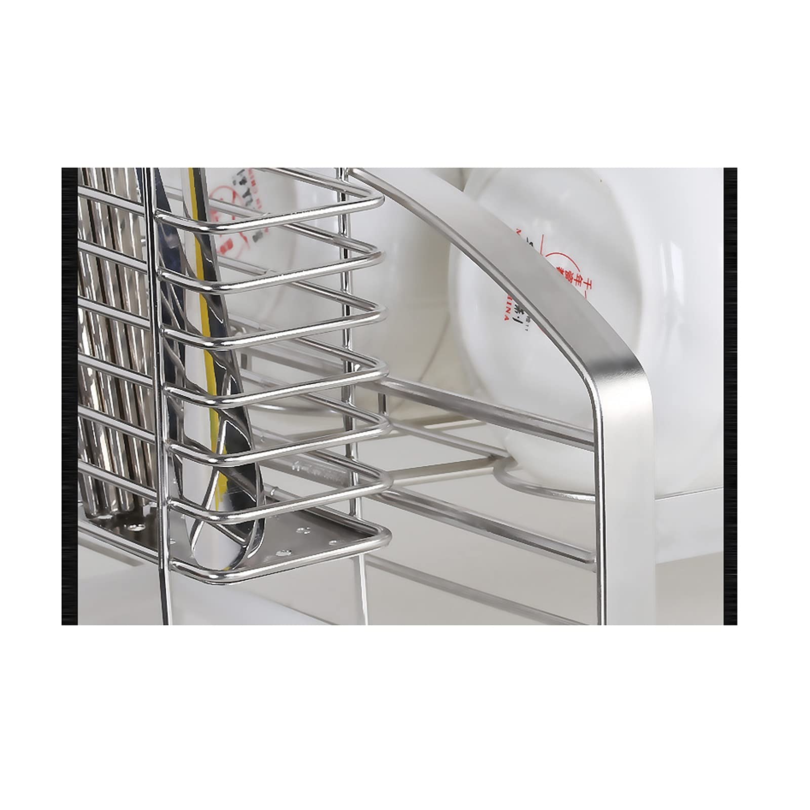 Küchen-Geschirrtrockner Single Layer 304 Edelstahl-Trocken- und Drain-Dish-Rack-Drain-Rack-Gerichte und Geschirrspeicherregale Multifunktionaler Abtropfständer (Color : B)