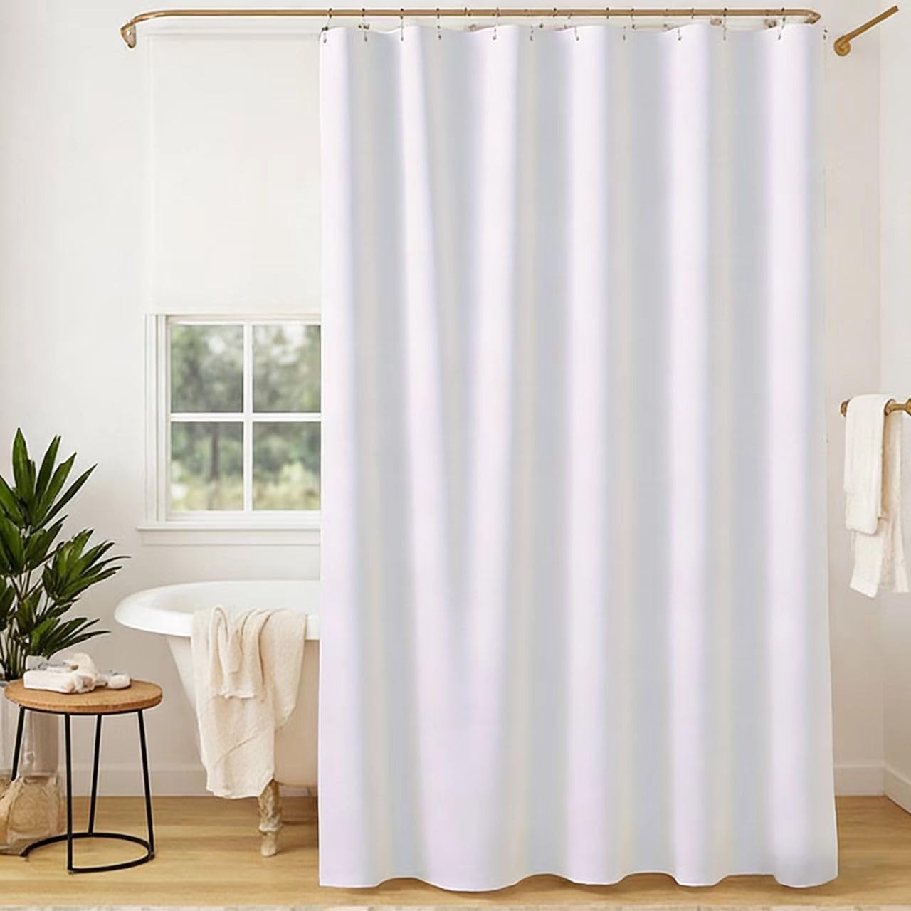 Waterproof Anti-Mould White Fabric Bathroom Shower Curtain 180x180cm