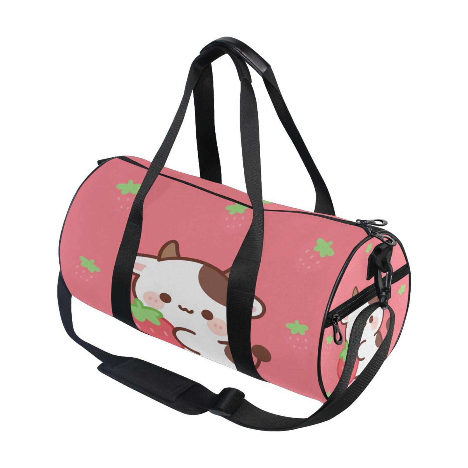 Bolsa de gimnasio ligera unisex con bolsillo interior y estampado tierno de vaca 7